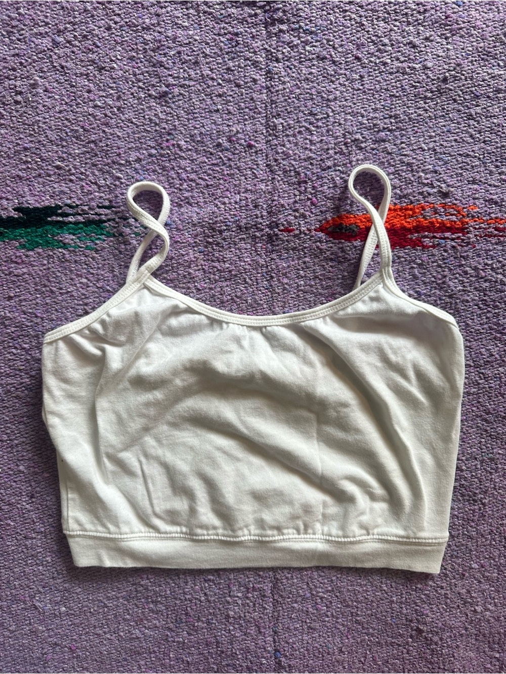White Cotton Cropped Cami Tank Top